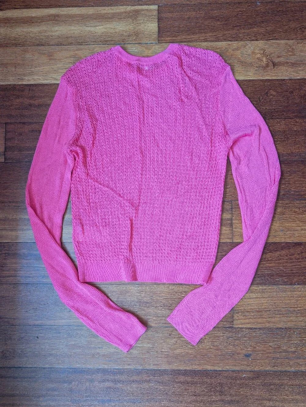 Free People Bright Pink Knit Crewneck Sweater